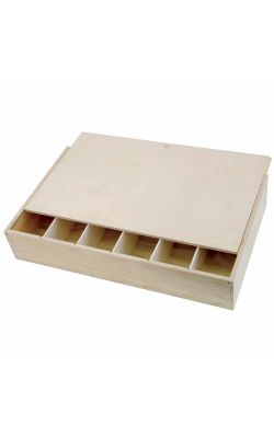 6 Bottle Flat Wooden Wine Box